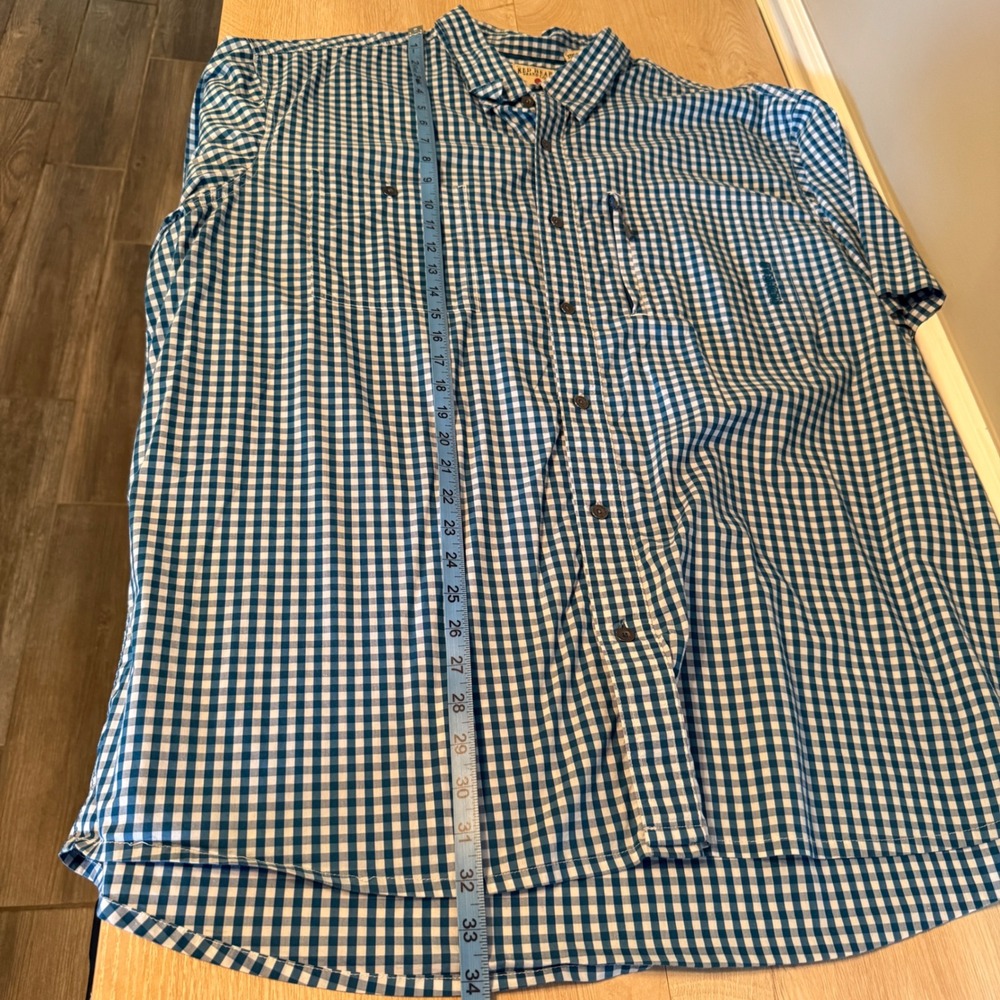 RedHead Mens Blue Gingham Short Sleeve Button Down Shirt Stretch 3XL 3TG - Picture 3 of 8